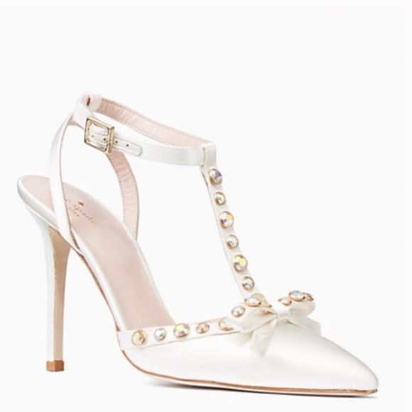 LOOKING TO PURCHASE: kate spade lydia studded heels shoes size 6 WHITE AND BLACK - Picture 1 of 4